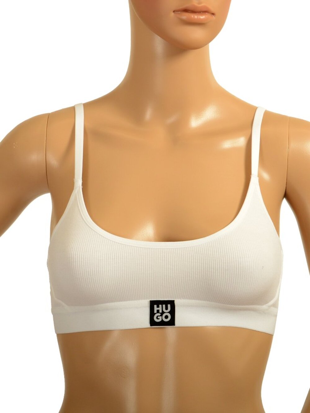 Hugo Boss Women's "Bralette RIB" White Logo Bralette Bra US XS IT 38